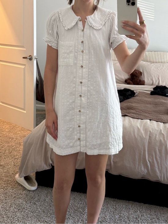 Anthropologie Dresses & Skirts - Anthropologie White Textured Button-Front Mini Dress